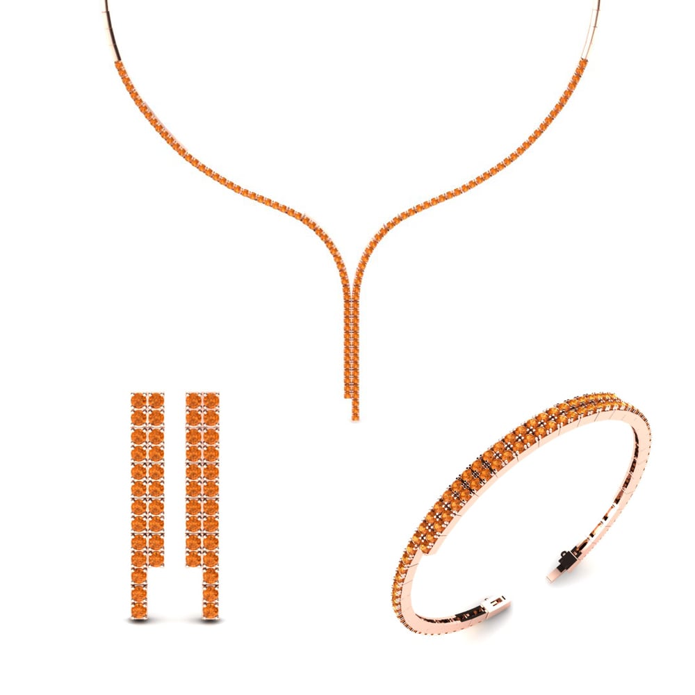 14ct Rose Gold Citrine Jewellery set Neisse