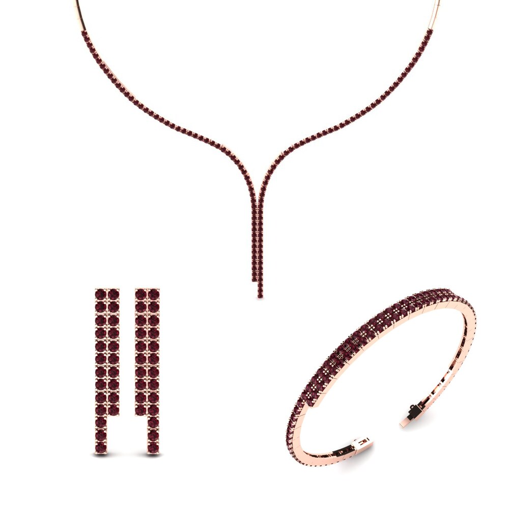 14ct Rose Gold Garnet Jewellery set Neisse