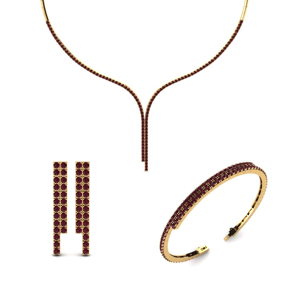 14ct Yellow Gold Garnet Jewellery set Neisse