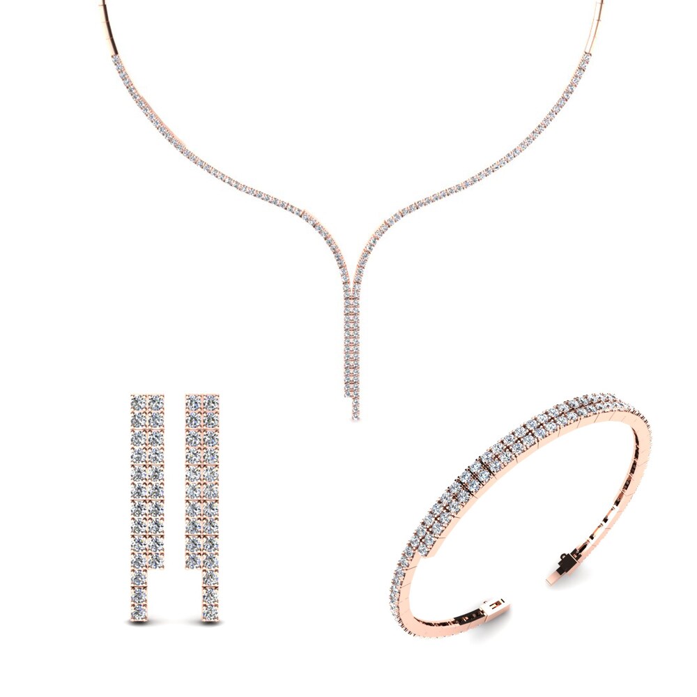 9ct Rose Gold Moissanite Jewellery set Neisse
