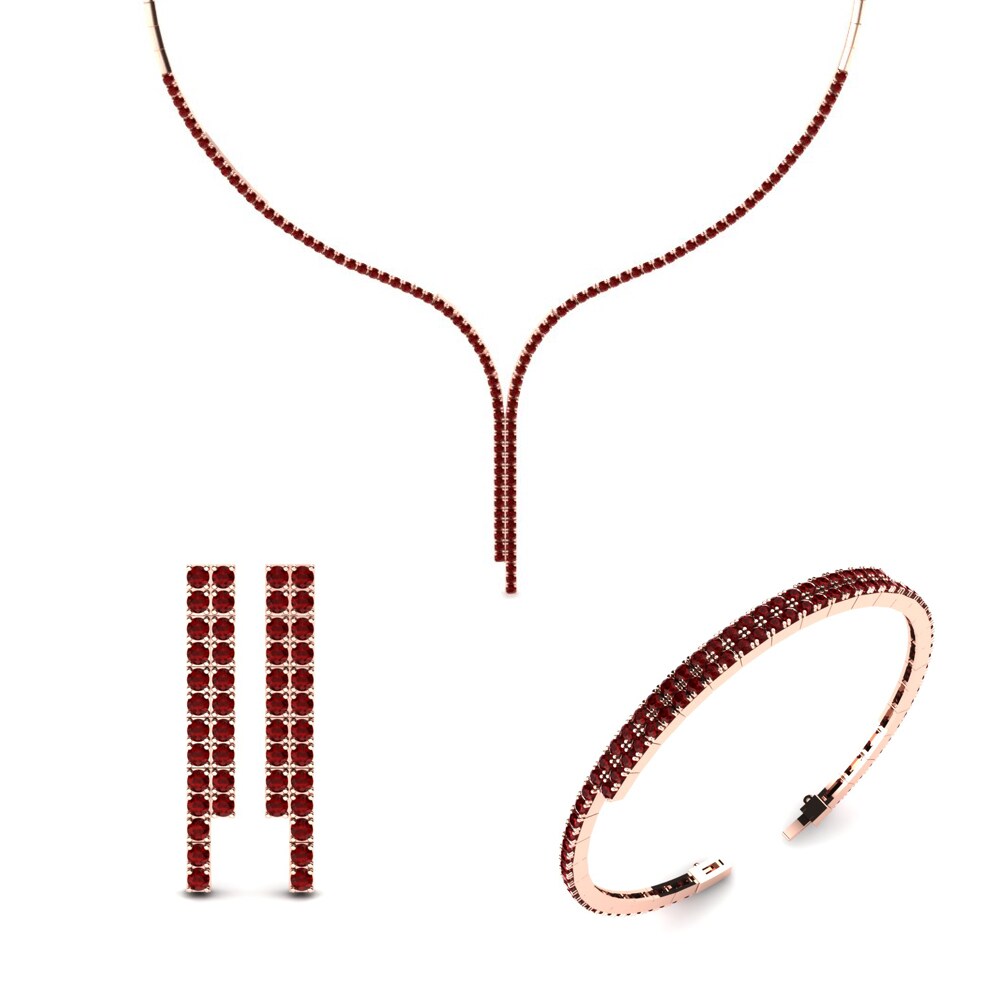 14ct Rose Gold Ruby Jewellery set Neisse