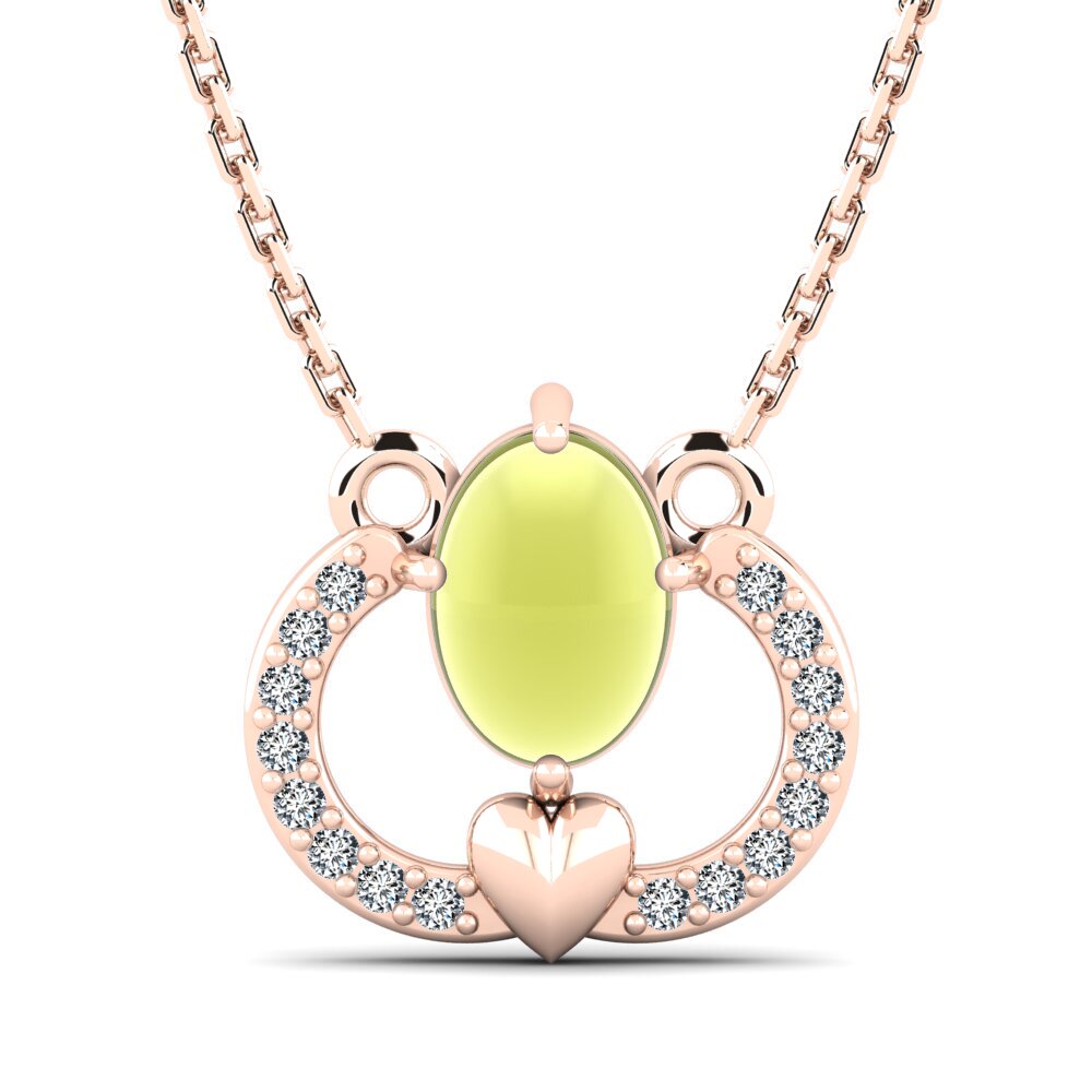 14k Oro Rosa Topacio Limón Cabujón Collar de Mujer Setanta