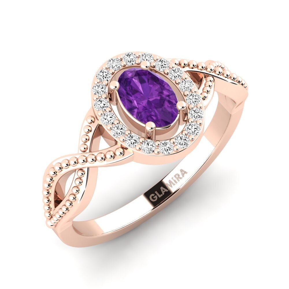 Oro Rosso 585 Ametista Anello da donna Seto