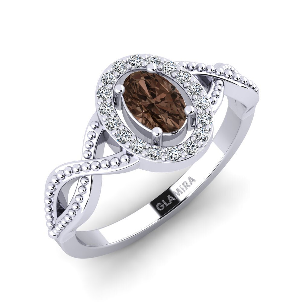 Oval Smoky Quartz Women's Ring Seto