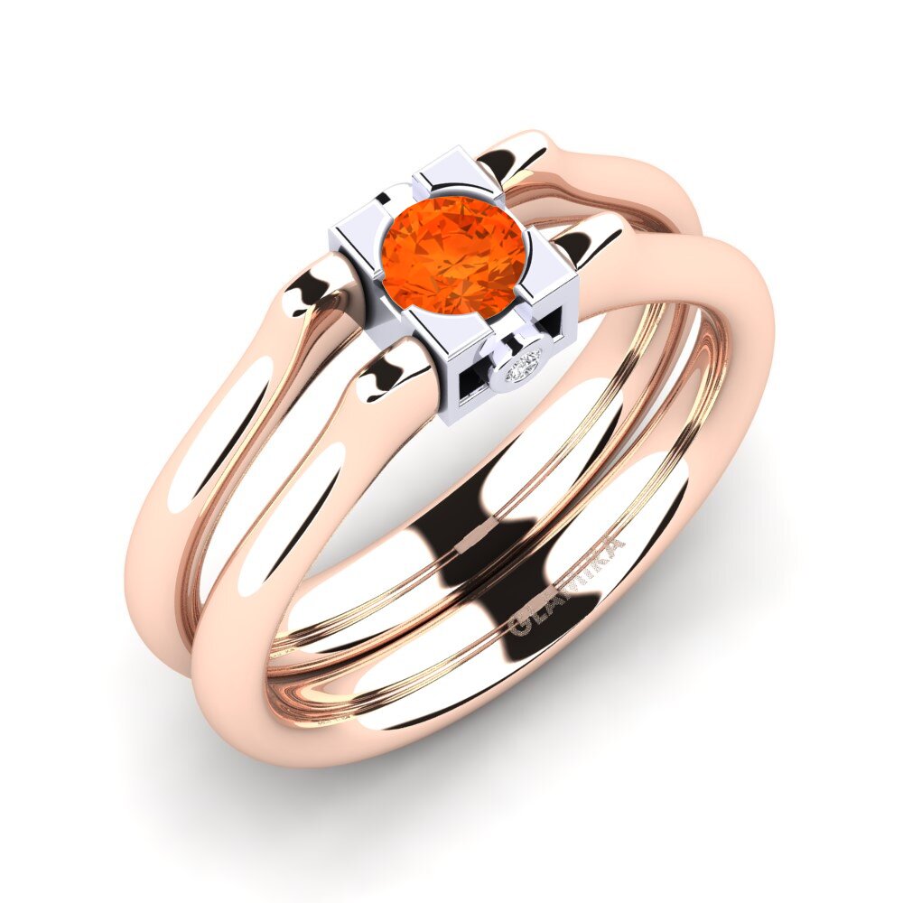 14ct Rose & White Gold Fire Opal Ring Severny