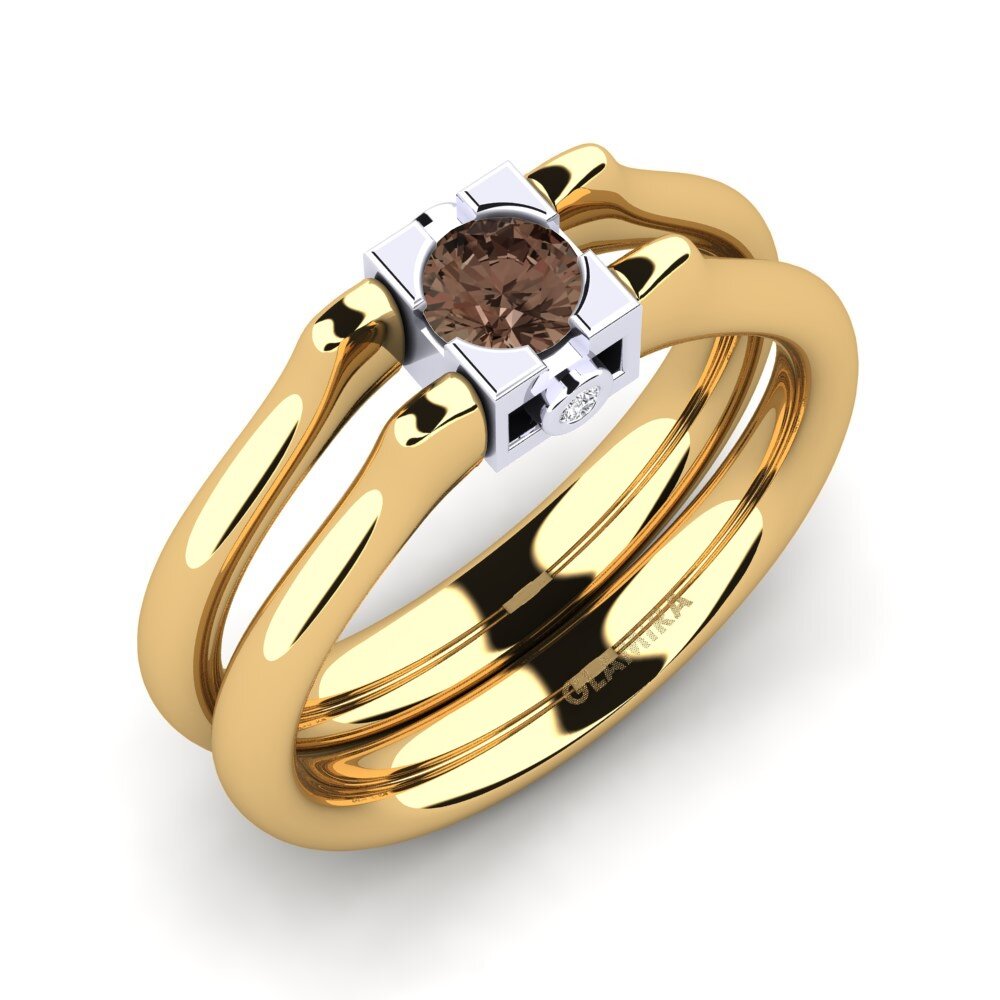 9ct Yellow & White Gold Smoky Quartz Ring Severny