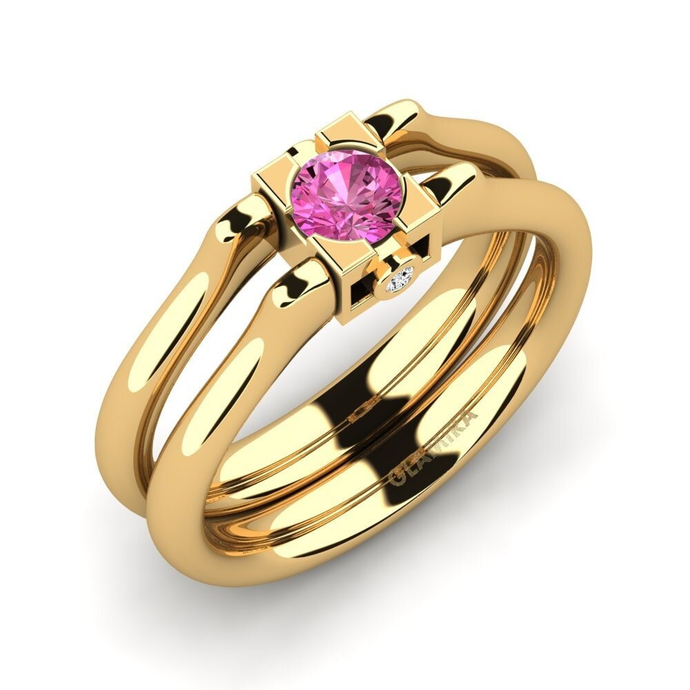 9k Oro Amarillo Topacio Rosa Anillo Severny