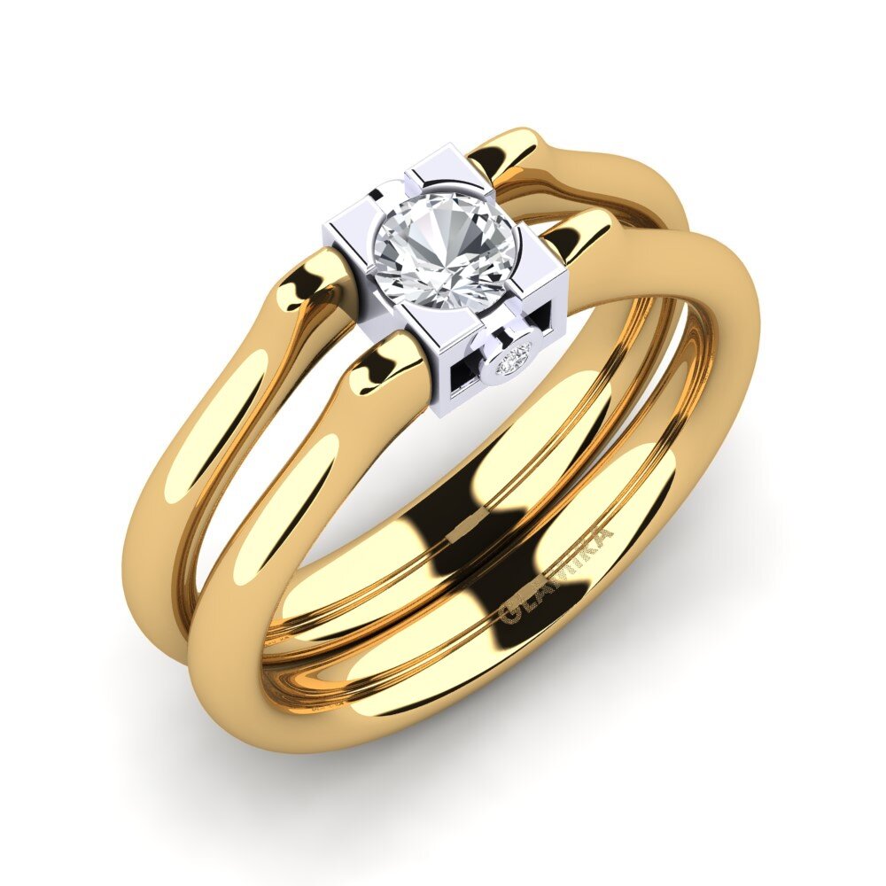 14ct Yellow / White Gold White Zircon Ring Severny