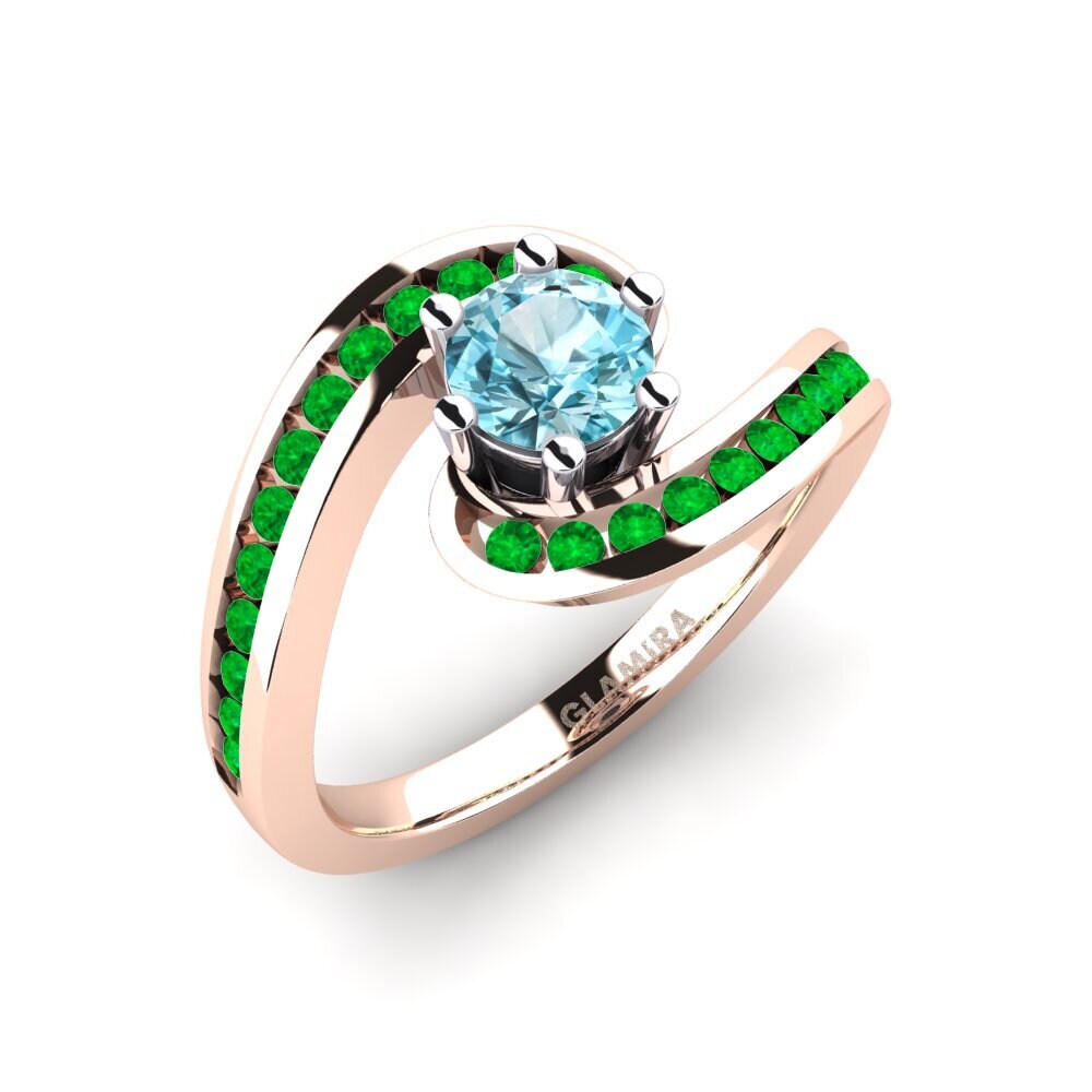 14k Oro Rosa & Blanco Circón Azul Anillo de compromiso Sevilla