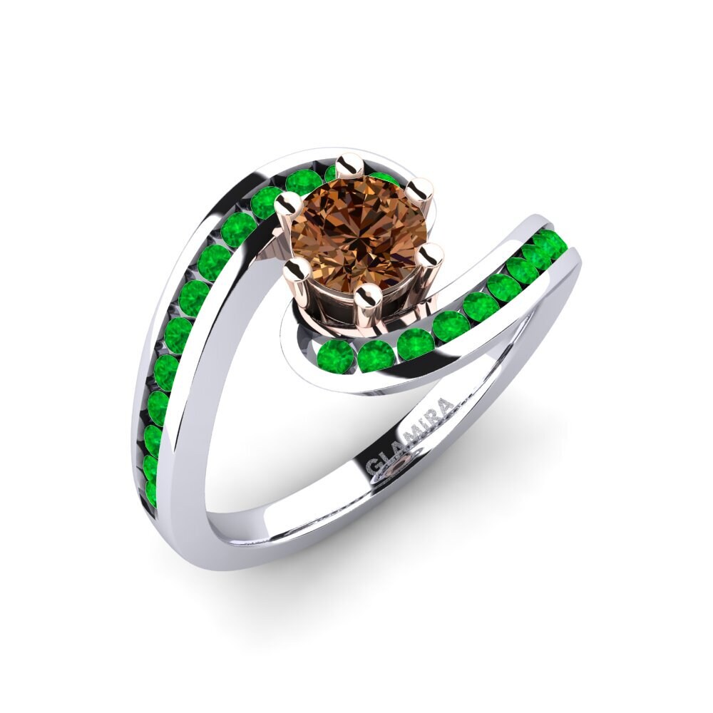 18K White & Rose Gold Brown Diamond Engagement Ring Sevilla