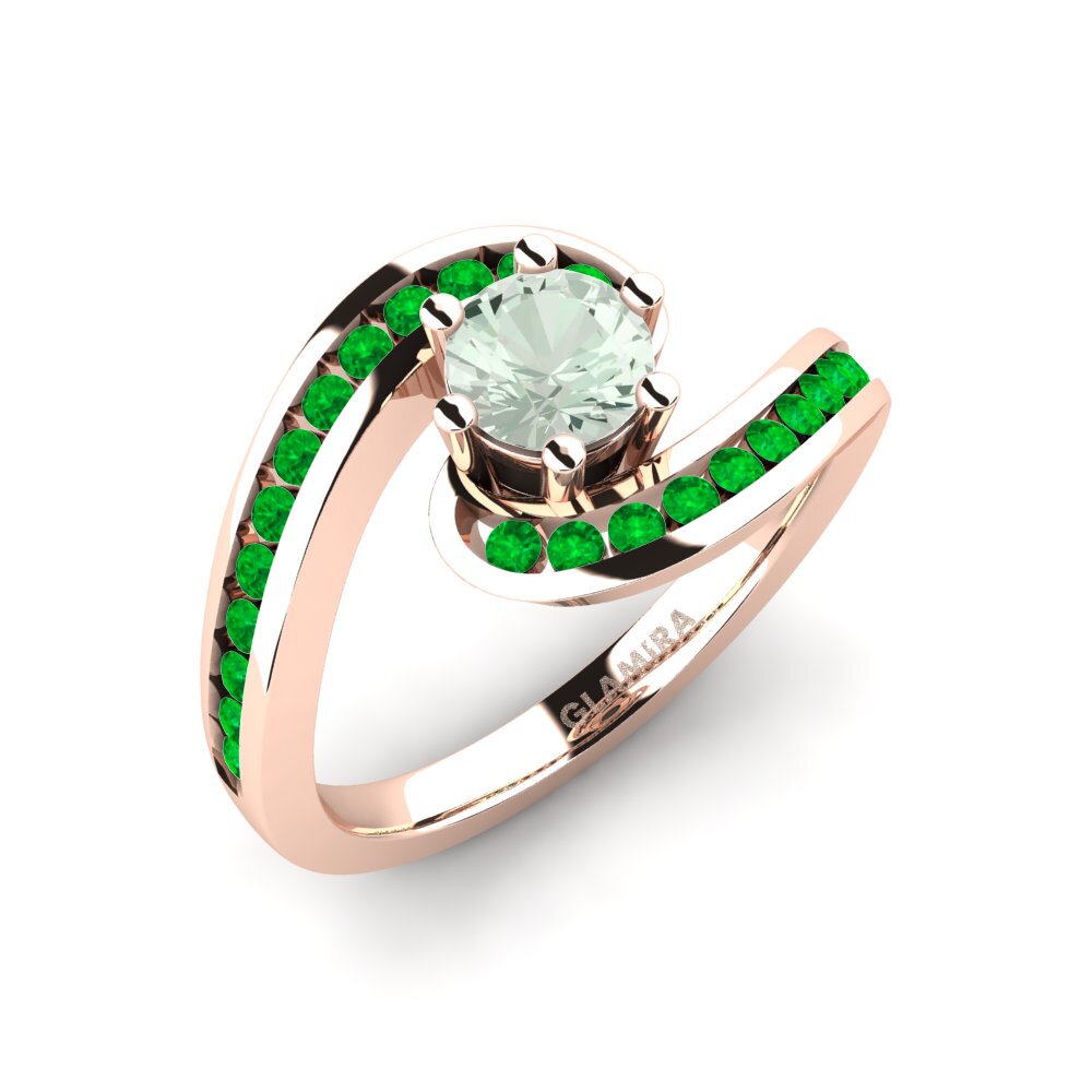 18k Oro Rosa Amatista verde Anillo de compromiso Sevilla