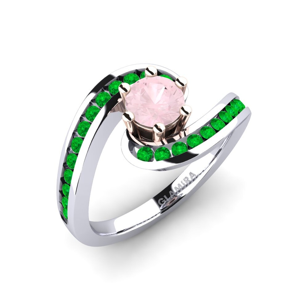 18K White & Rose Gold Rose Quartz Engagement Ring Sevilla