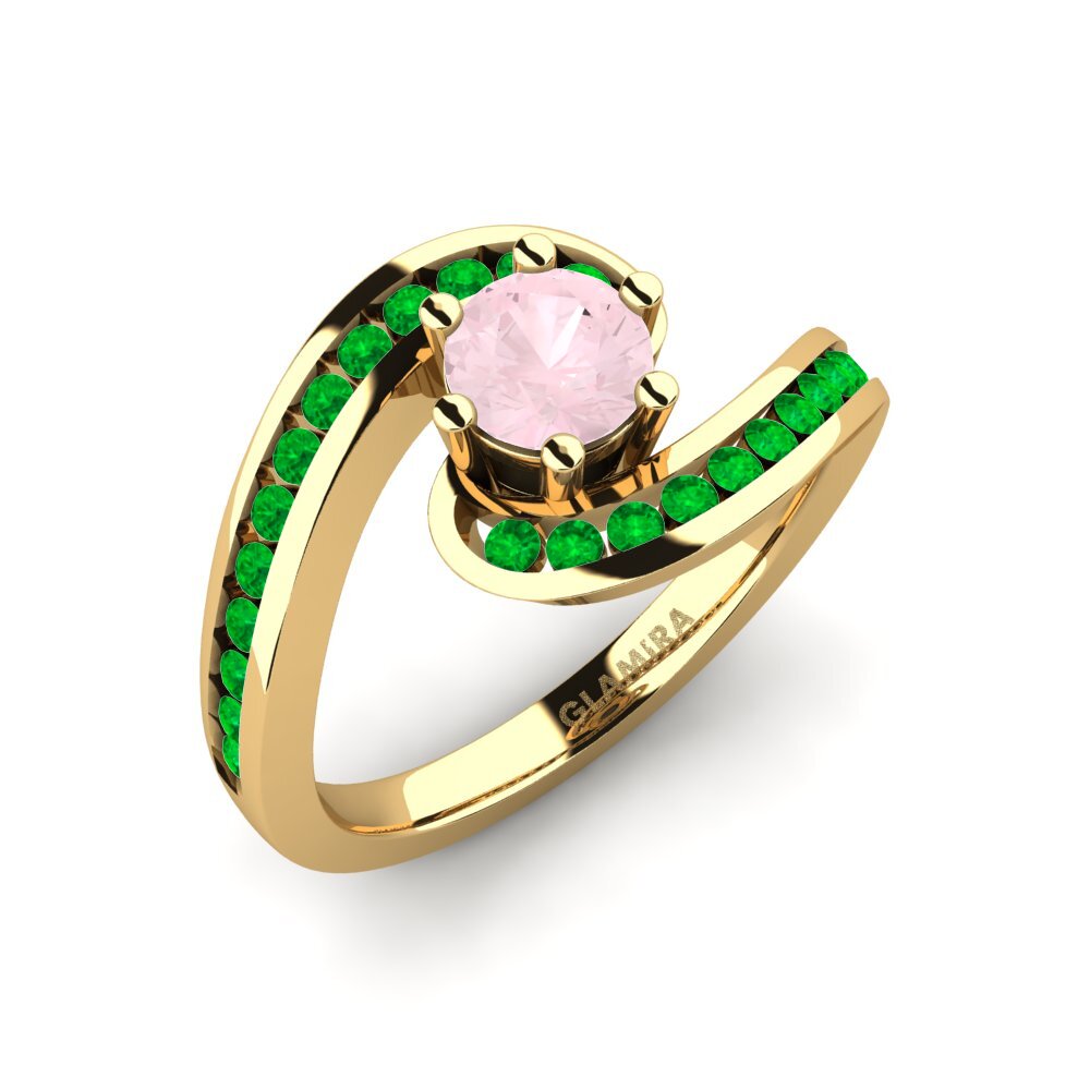 18K Yellow Gold Rose Quartz Engagement Ring Sevilla