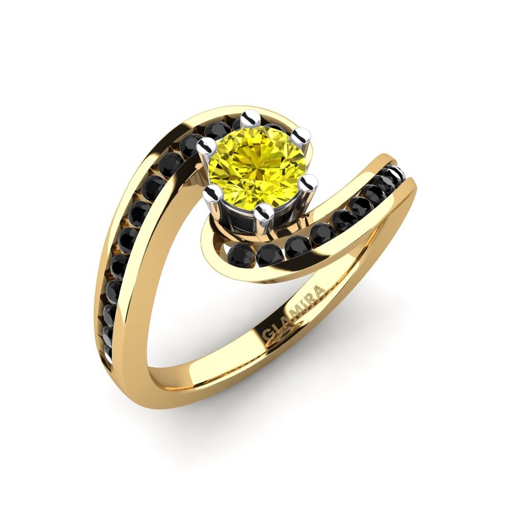 18k Oro Amarillo & Blanco Anillo de compromiso Sevilla