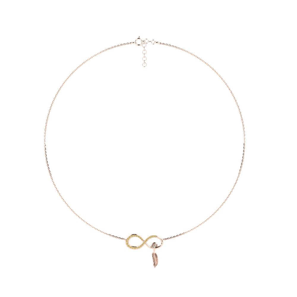 14ct Rose Gold Yellow Diamond Women's Choker Necklace Seychas