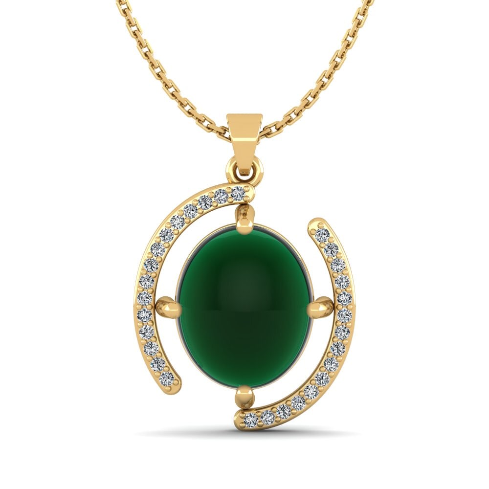 9k Oro Amarillo Esmeralda Cabujón Colgante de Mujer Shachia