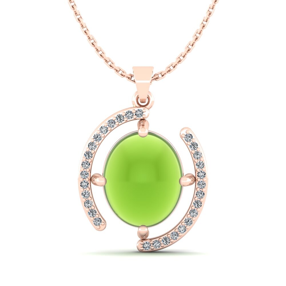 14k Oro Rosa Peridoto Cabujón Colgante de Mujer Shachia