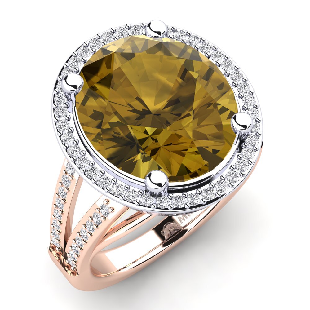 14ct Rose & White Gold Brown Zircon Ring Shadia