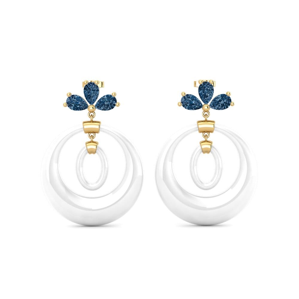 9ct Yellow Gold Blue Diamond Women's Earring Shameka