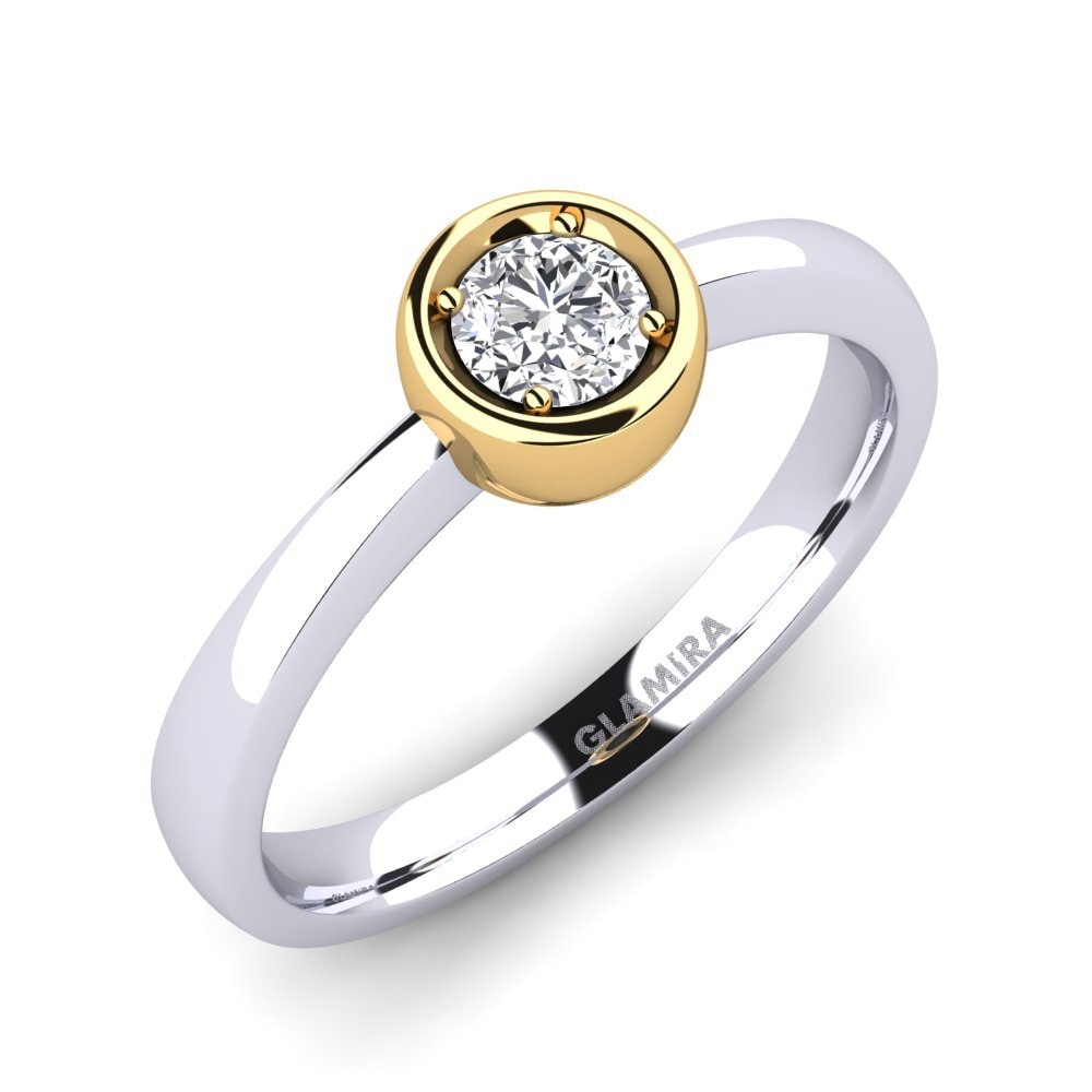 18k Oro Blanco & Amarillo Anillo de compromiso Shamina 0.25 crt