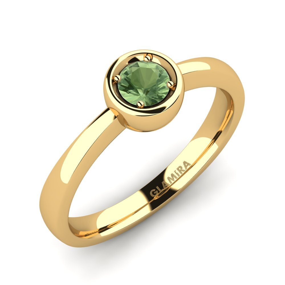 14ct Yellow Gold Green Sapphire Engagement Ring Shamina 0.25 crt