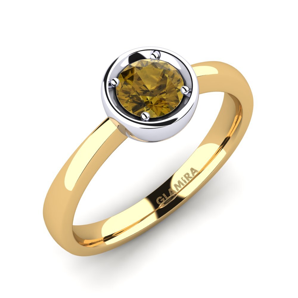 14ct Yellow / White Gold Brown Zircon Engagement Ring Shamina 0.5 crt