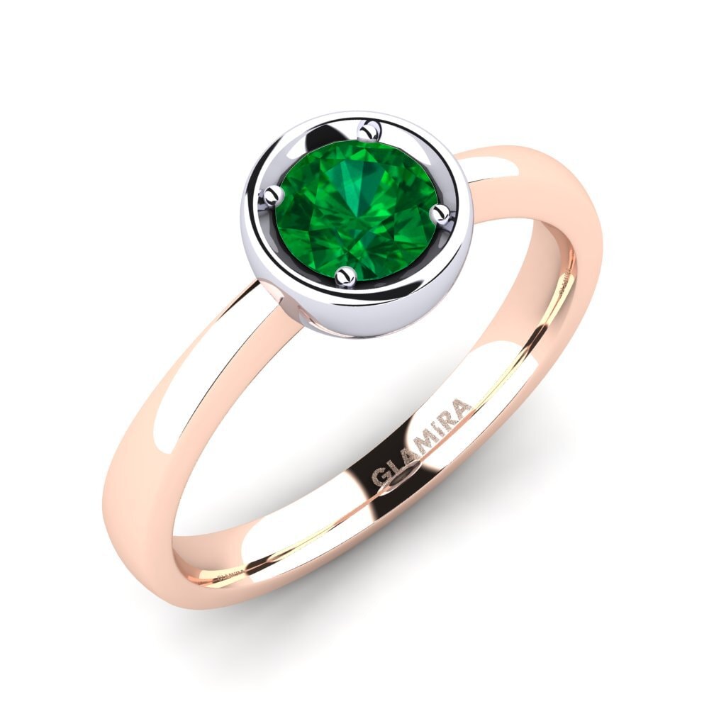 14ct Rose / White Gold Emerald (Lab Created) Engagement Ring Shamina 0.5 crt