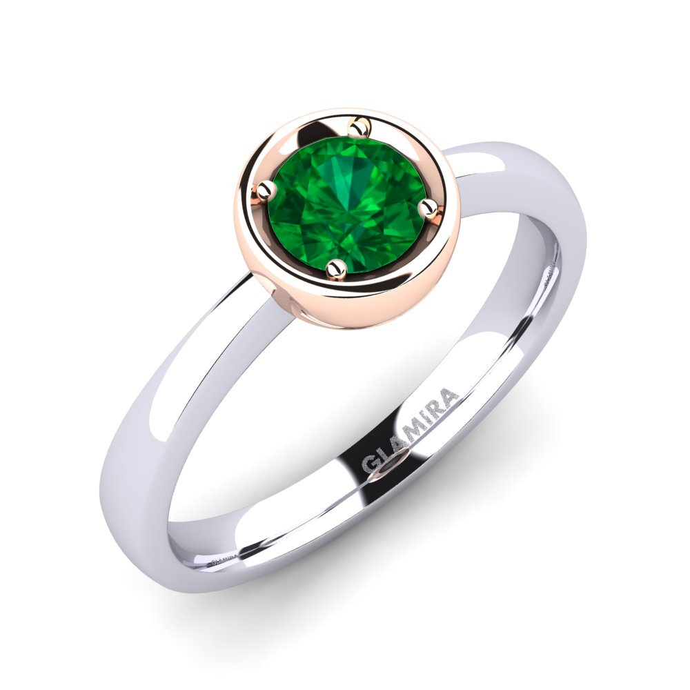 14ct White / Rose Gold Emerald (Lab Created) Engagement Ring Shamina 0.5 crt