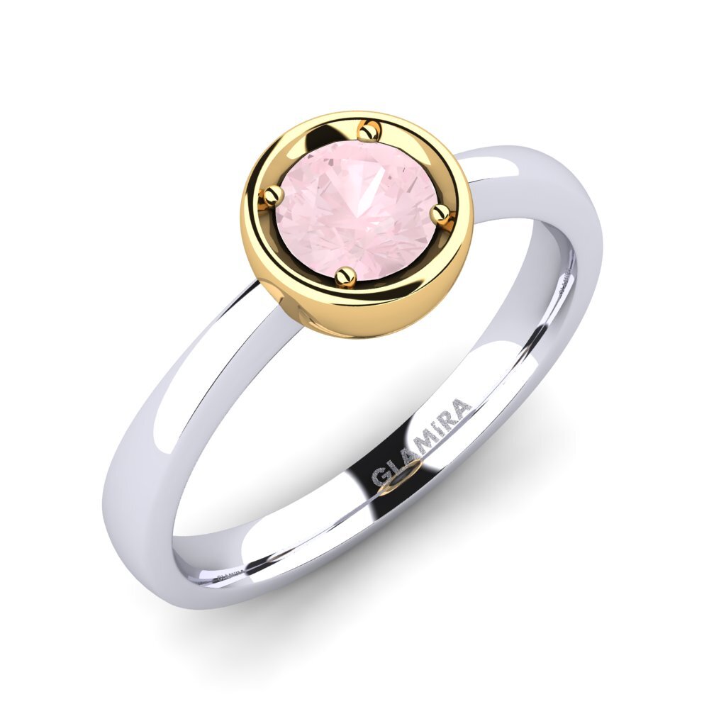 14ct White / Yellow Gold Rose Quartz Engagement Ring Shamina 0.5 crt