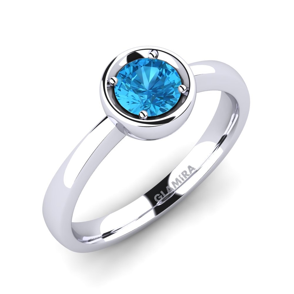 Topacio azul Anillo de compromiso Shamina 0.5 crt