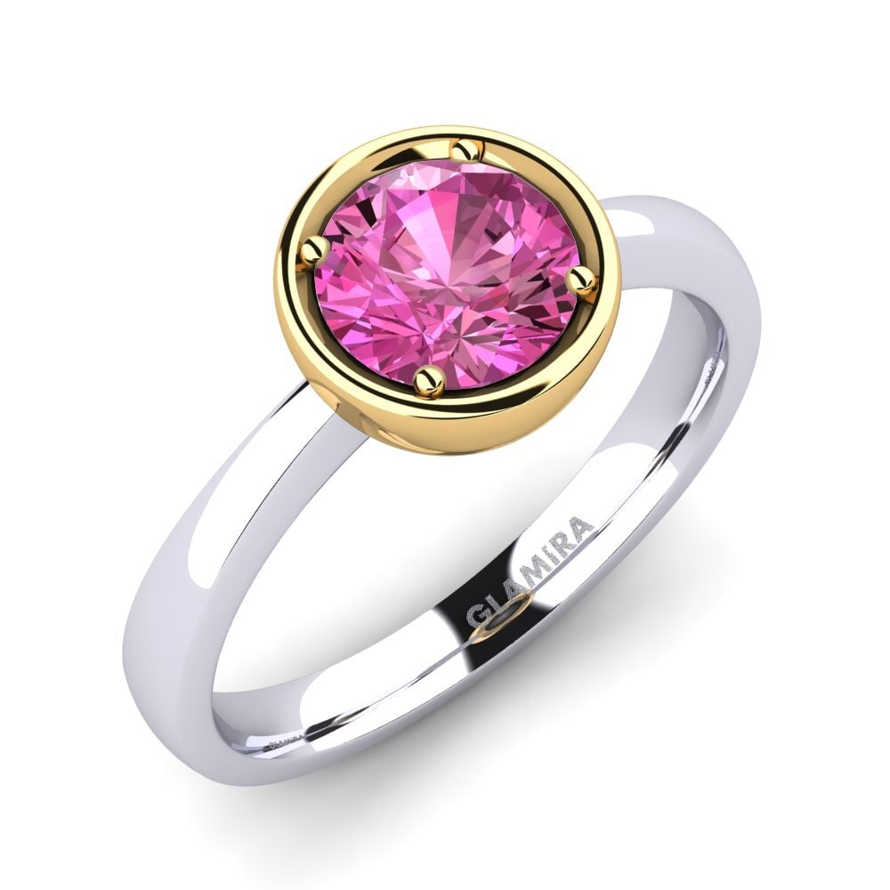 14ct White / Yellow Gold Pink Topaz Engagement Ring Shamina 1.0 crt