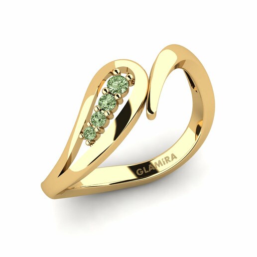Ring Shandi 585 Yellow Gold & Green Diamond