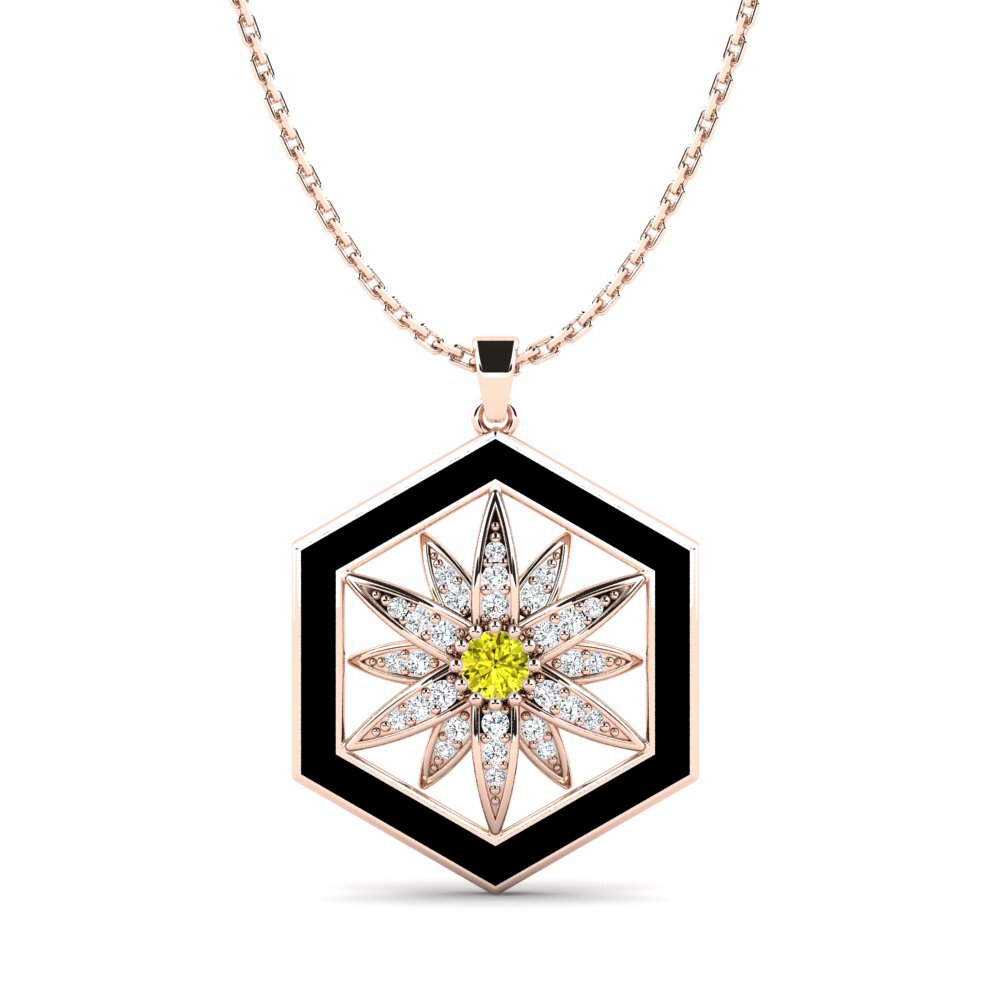 Flowers Yellow Diamond Necklaces