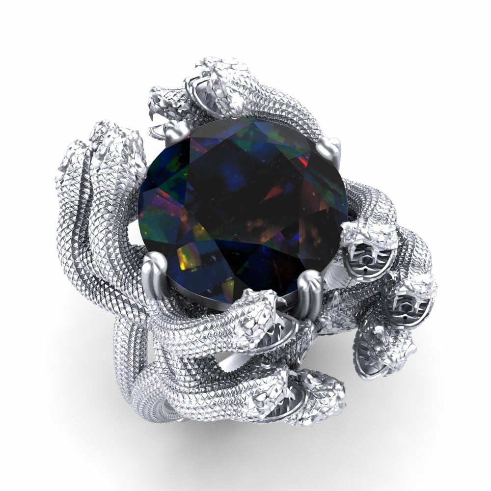 Big Stone Organic Design Collection GLAMIRA Ring Shandra 585 White Gold Black Opal