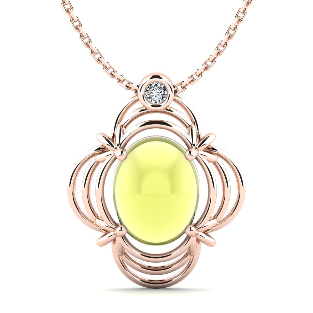 14k Oro Rosa Topacio Limón Cabujón Collar de Mujer Shansie