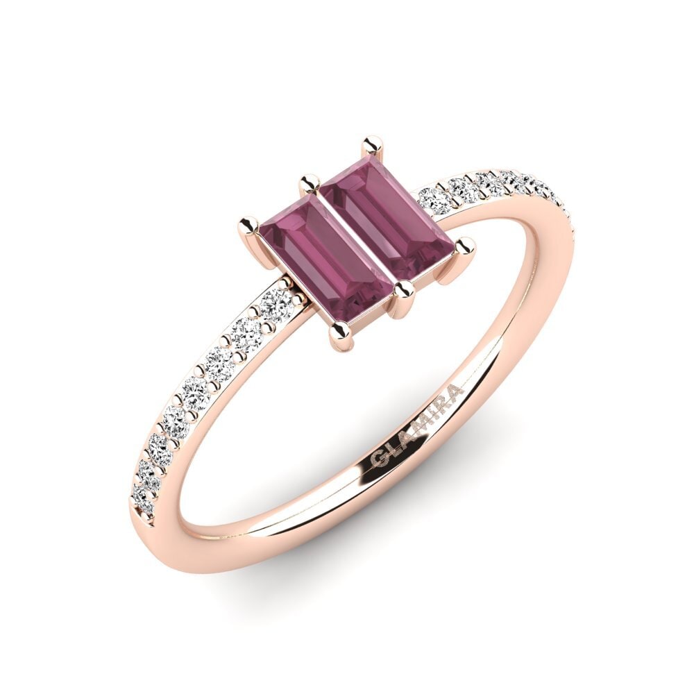 14k Oro Rosa Granate Rhodolite Anillo Shantae