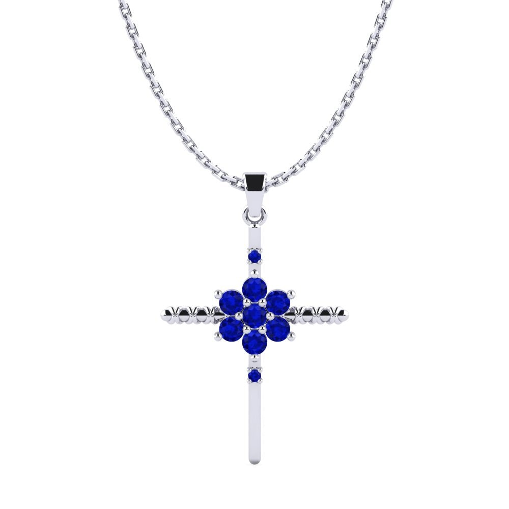 18ct White Gold Sapphire Women's Pendant Sharleey
