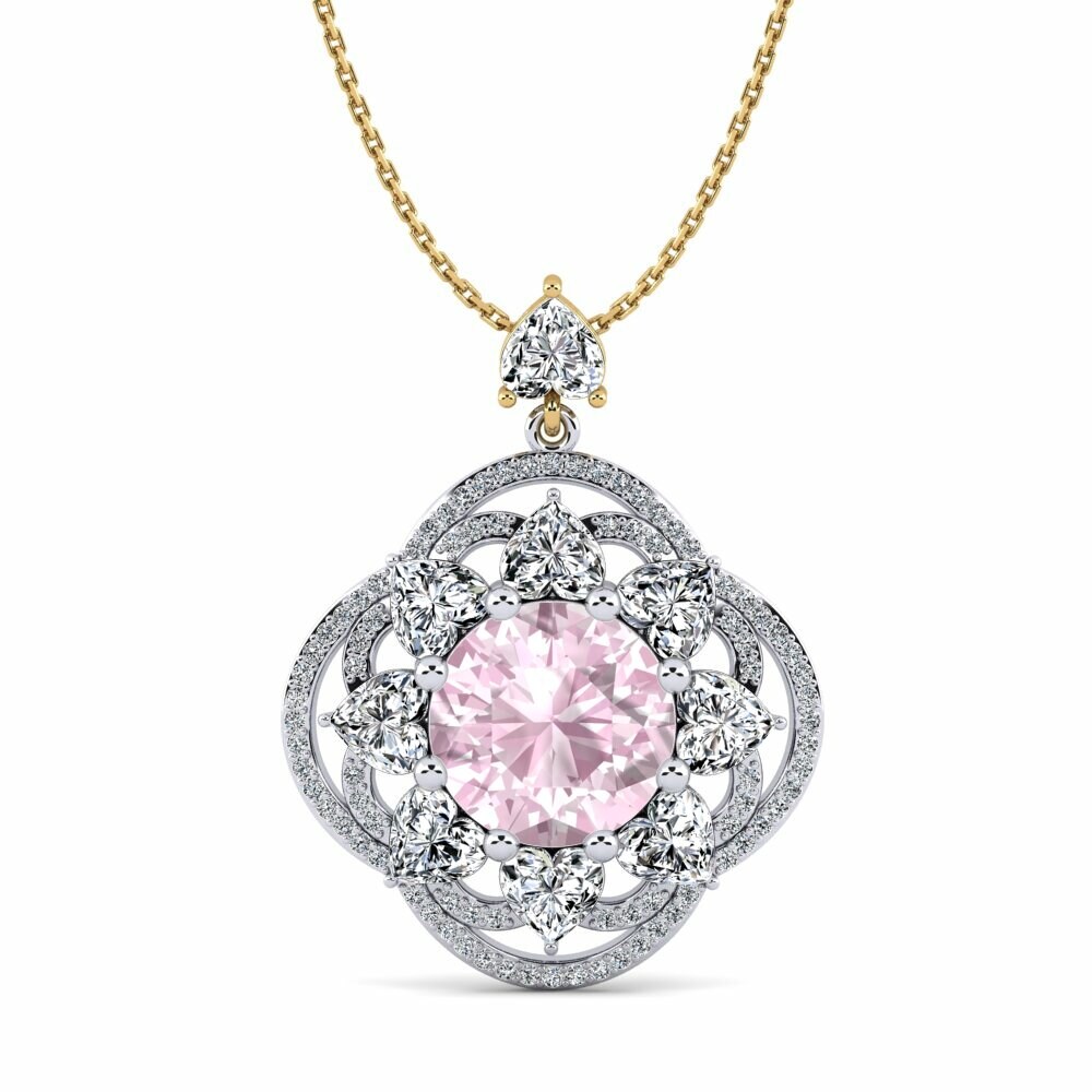 Dây chuyền Vàng Trắng-Vàng 9K Đá Kunzite Premium