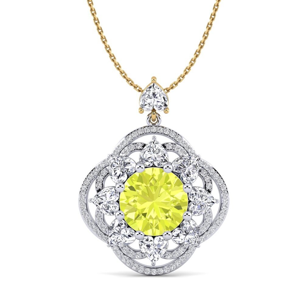 14ct White & Yellow Gold Lemon Quartz Women's Pendant Sharlene