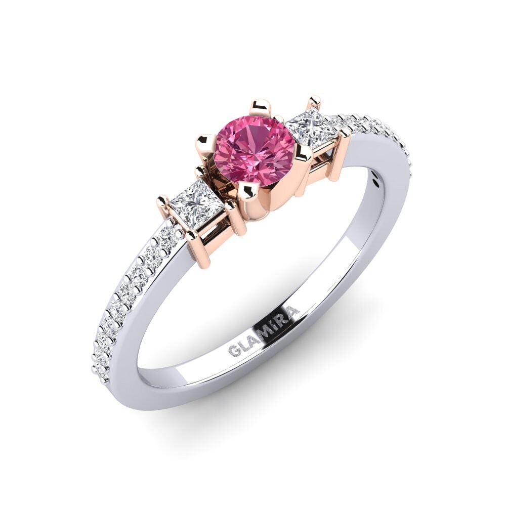 14ct White & Rose Gold Pink Tourmaline Engagement Ring Shaunte