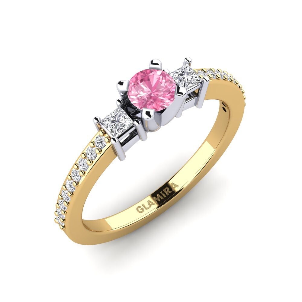 14ct Yellow & White Gold Pink Sapphire Engagement Ring Shaunte