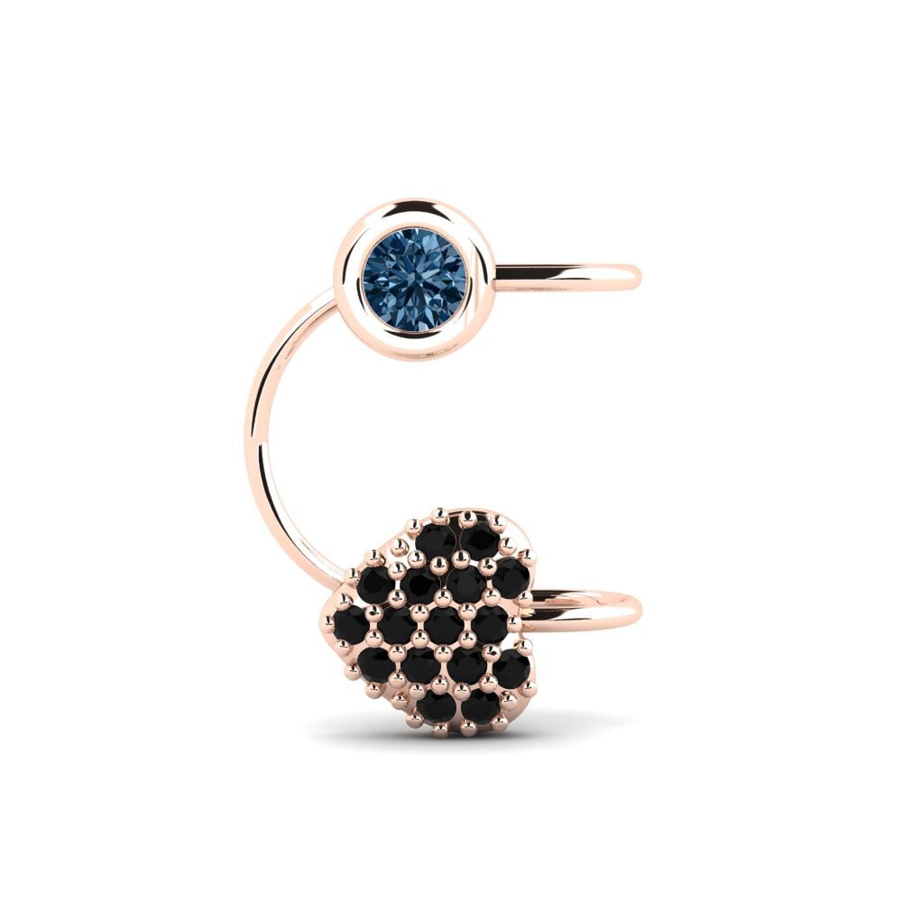 Ouro Rosa 14K Diamante Azul Brincos Feminino Shawnda