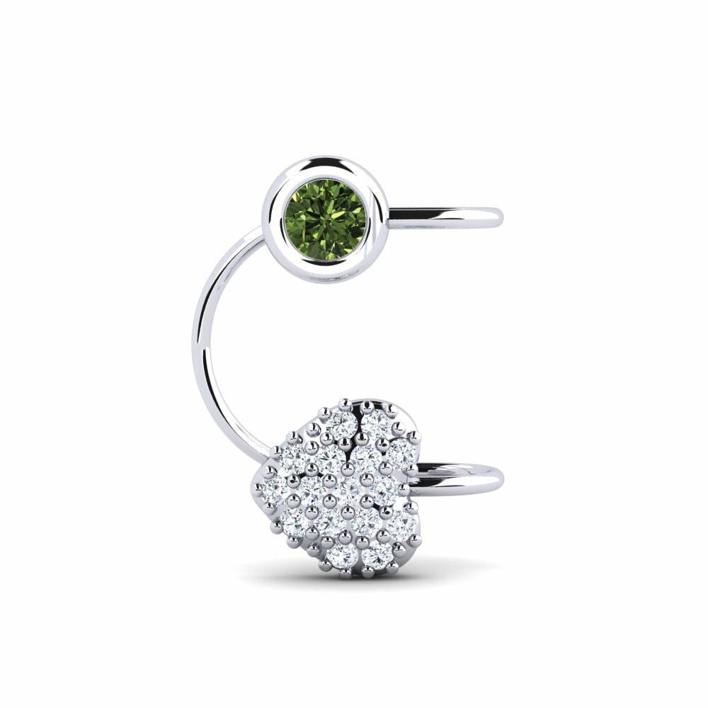 18k Oro Blanco Zafiro Verde Pendiente de mujer Shawnda