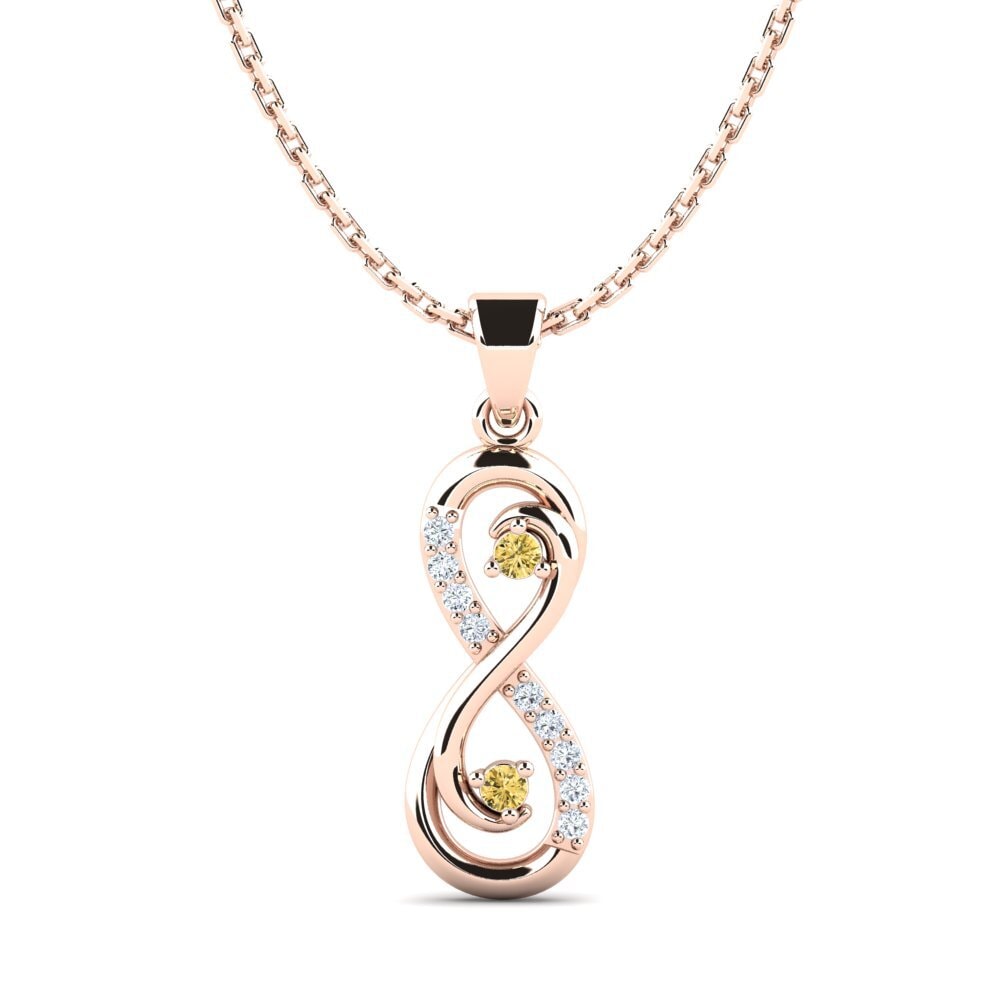 14ct Rose Gold Yellow Diamond Women's Pendant Shay
