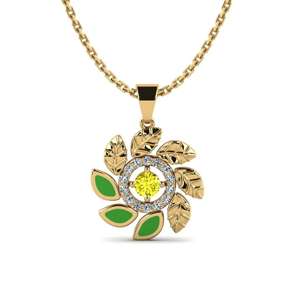 Flowers Yellow Diamond Necklaces