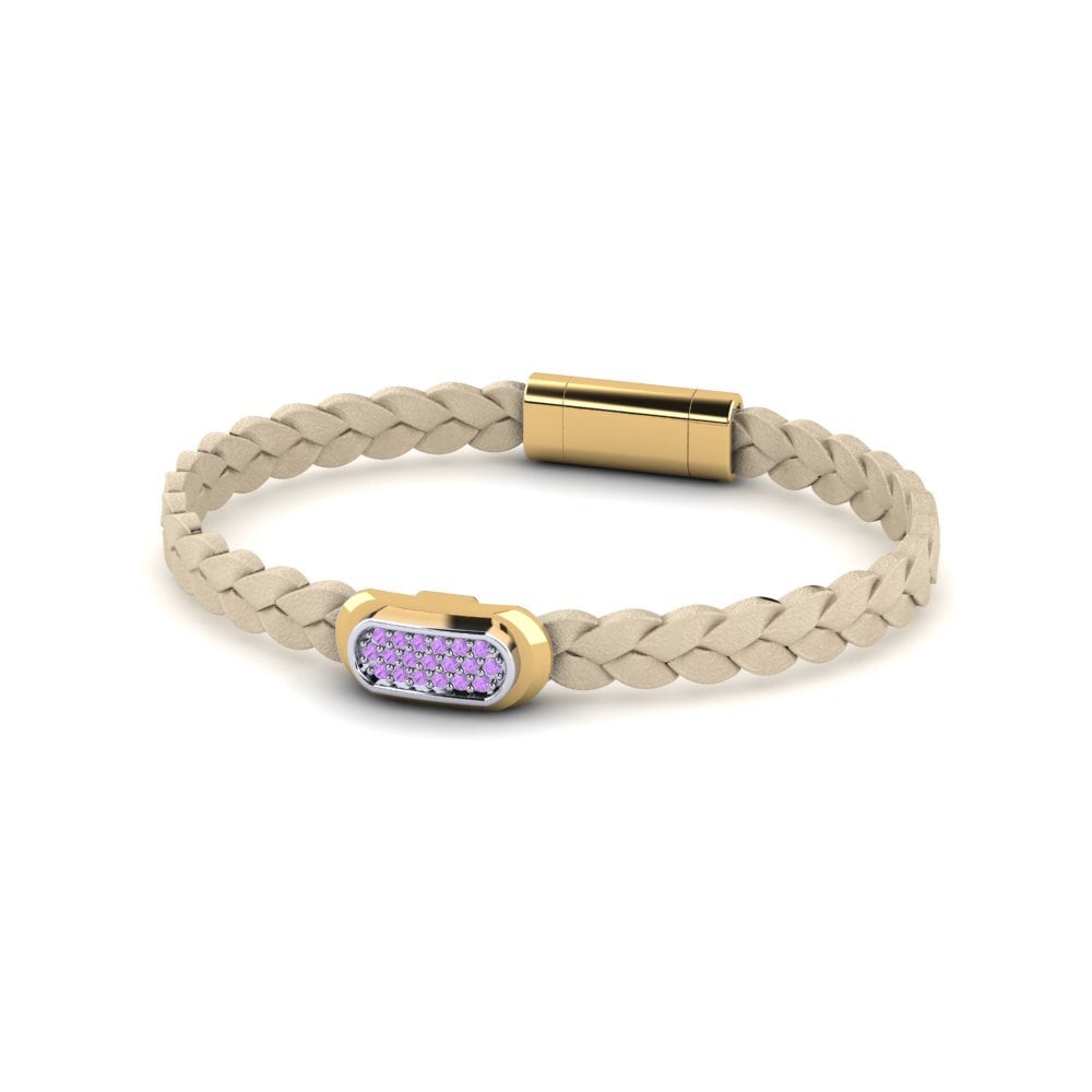 14K Yellow & White Gold Amethyst Men's Bracelet Shedinja