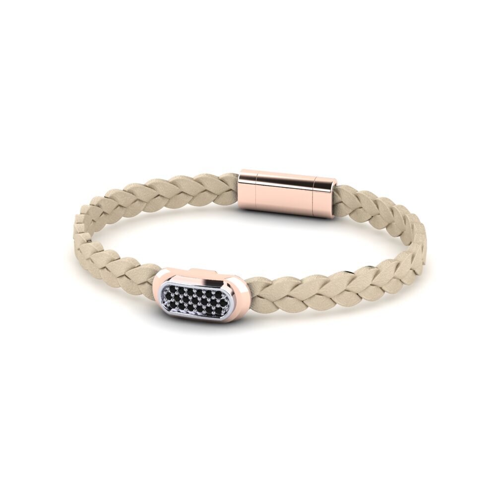 14ct Rose & White Gold Black Sapphire Men's Bracelet Shedinja