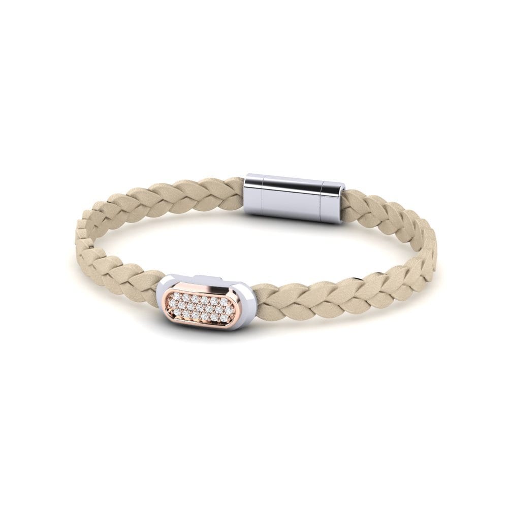 18ct White / Rose Gold White sapphire Men's Bracelet Shedinja