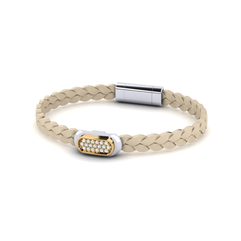18ct White / Yellow Gold White sapphire Men's Bracelet Shedinja