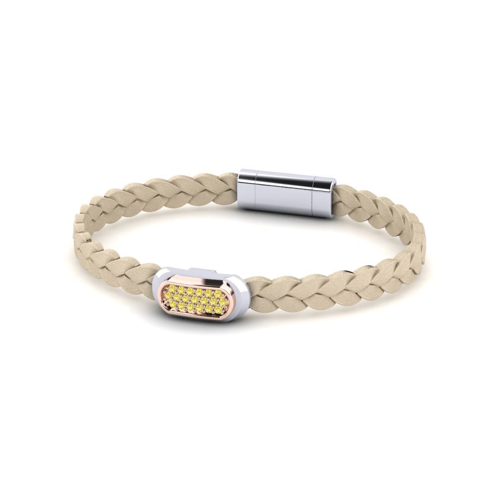 9ct White & Rose Gold Yellow Sapphire Men's Bracelet Shedinja